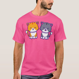 Cute Cat Couple Friend T-Shirt
