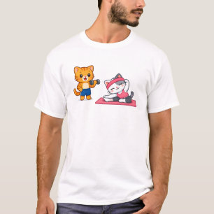 Cute Cat Couple Gym Workout T-Shirt – Funny Fitnes