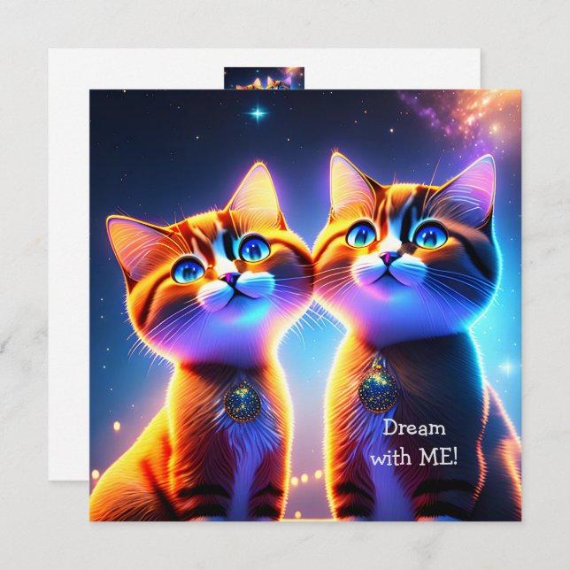 Cute cat couple under the starry sky -   (Front/Back)