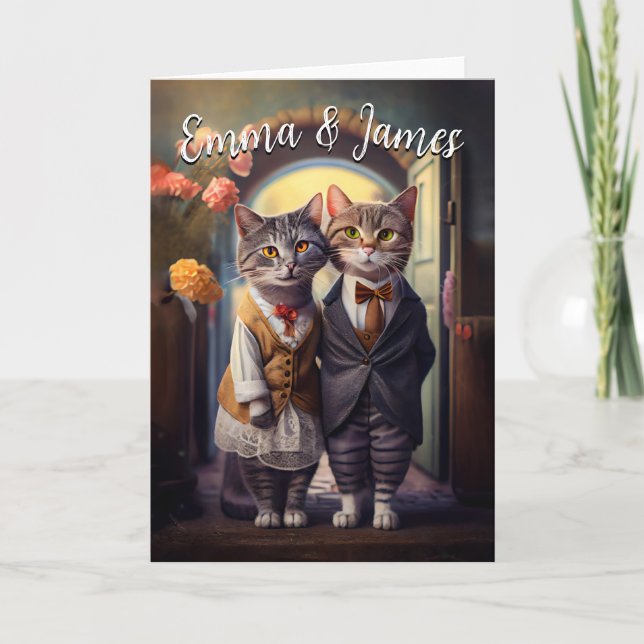 Cute Cat Couple Wedding - Customisable Invitation (Front)