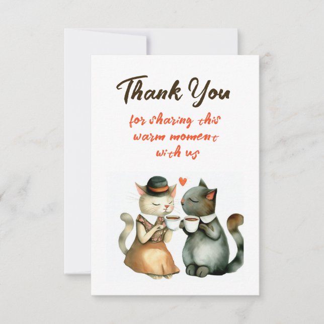 Cute Cat Couple Wedding Thank You (Front)