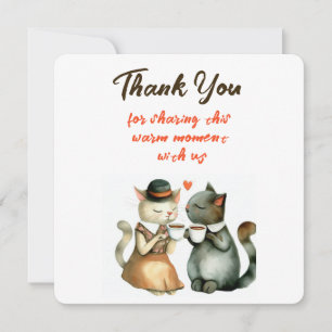 Cute Cat Couple Wedding Thank You Invitation