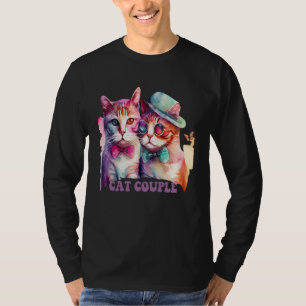 Cute Cat Couple With Hat And Glasses For Cat T-Shirt