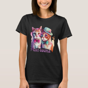 Cute Cat Couple With Hat And Glasses For Cat T-Shirt