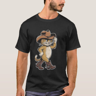 Cute Cat Cowboy Hat Boots Cowgirl Western Country T-Shirt