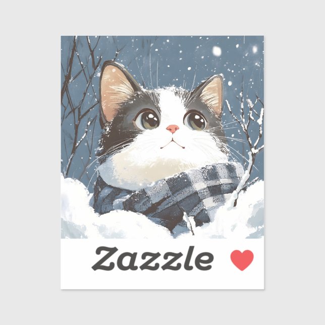 Cute cat cozy winter snow (Sheet)