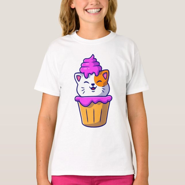 Cute Cat Cupcake  T-Shirt (Front)