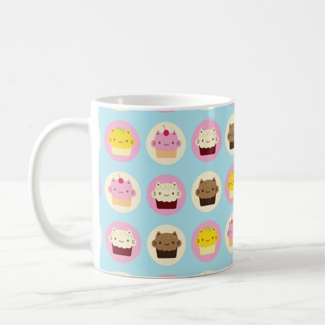 Cute Cat Cupcakes Coffee Mug (Left)