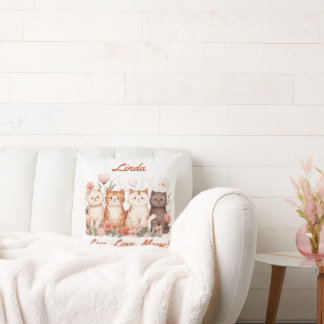 Cute Cat Custom Name Live Love Meow Gift Idea Cushion
