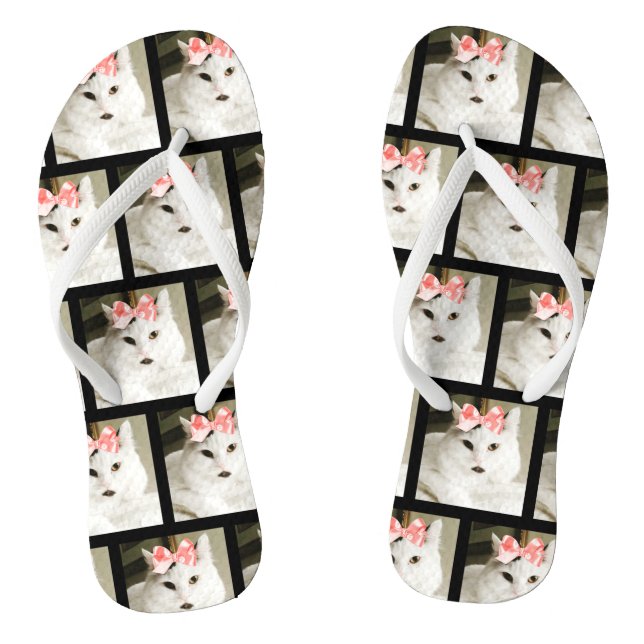 Cute Cat Custom Pet Photo Jandals (Footbed)