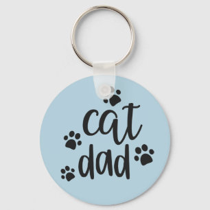 Cute cat Dad word art Trucker Key Ring