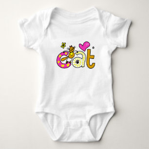 Cute Cat Decorative Modern Letter Print Baby Bodysuit