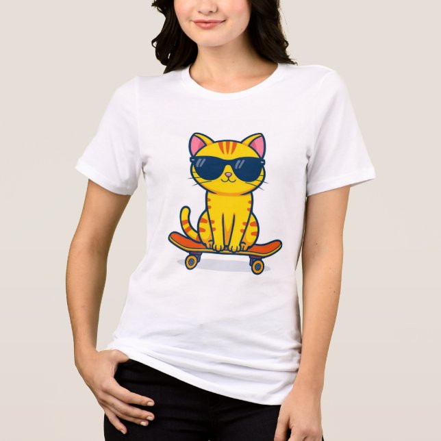 Cute Cat Design – Adorable Artwork  Tri-Blend Shirt (Front)