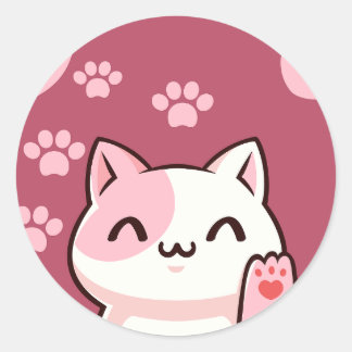 Cute Cat Design  Classic Round Sticker