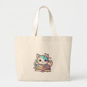 cute cat design  large tote bag
