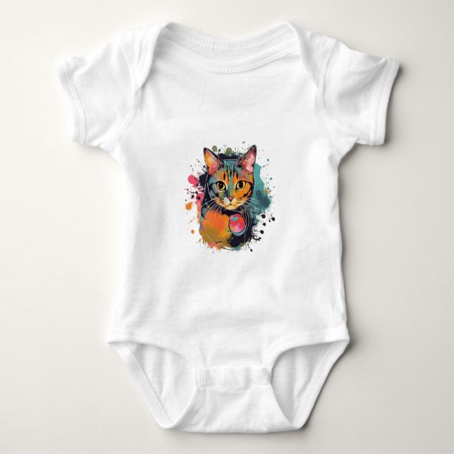 cute cat design  singlet (Front)