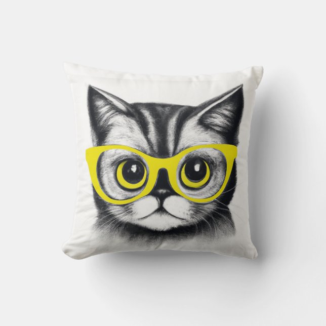 cute cat design throw pillow | cute animals print (Front)