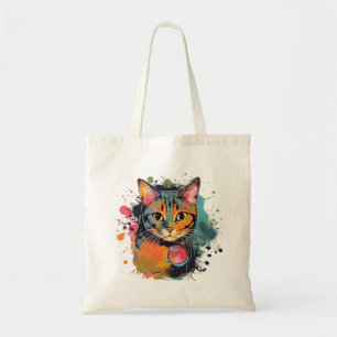 cute cat design tote bag