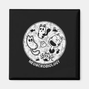 Cute Cat Distressed Bacteria Microbiology Science  Magnet