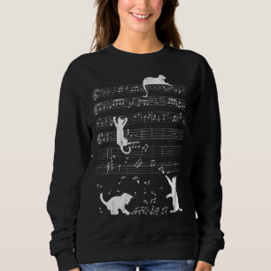 Cute Cat Distressed Music Notes Kitty Piano Musici Sweatshirt