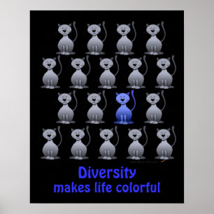 Cute Cat Diversity Poster for Kids Motivational