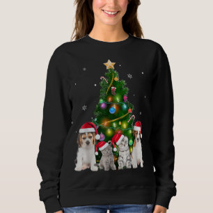 Cute Cat & Dog Christmas Tree Cat Lover Xmas Pets Sweatshirt