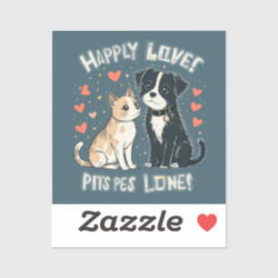 Cute Cat & Dog Funny Pet Love Cartoon Design Vinyl