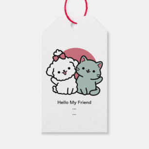 Cute Cat & Dog 'Fur-Real Friends Forever' Design Gift Tags
