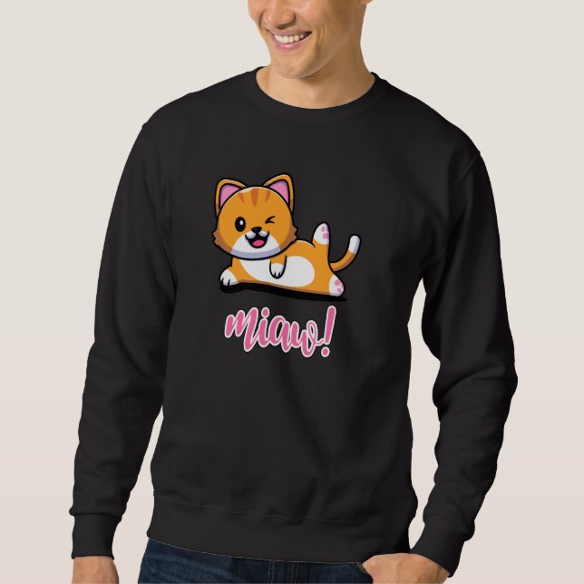 Cute Cat Doing Yoga Funny Yoga Cat Pullover (Front)