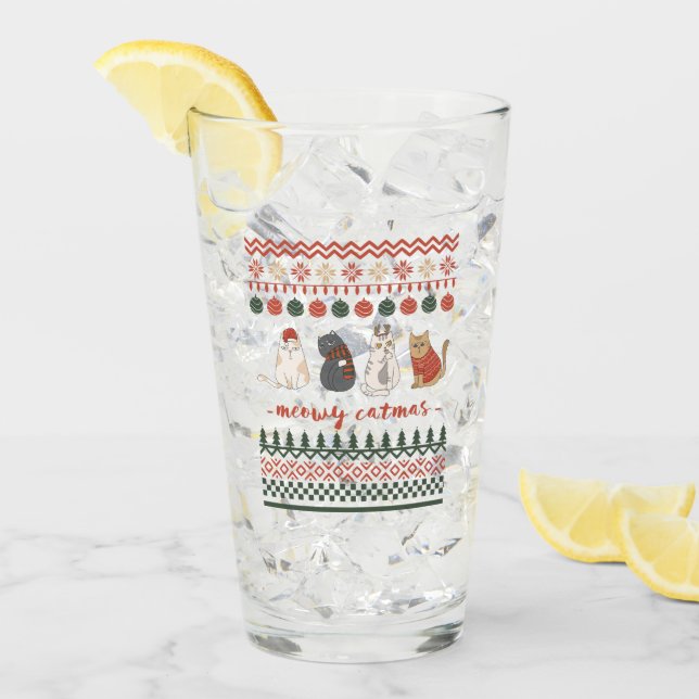 Cute Cat Doodles for Christmas Glass (Front Ice)