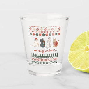 Cute Cat Doodles for Christmas Shot Glass