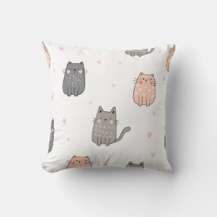 Cute Cat Doodles Pattern Cushion