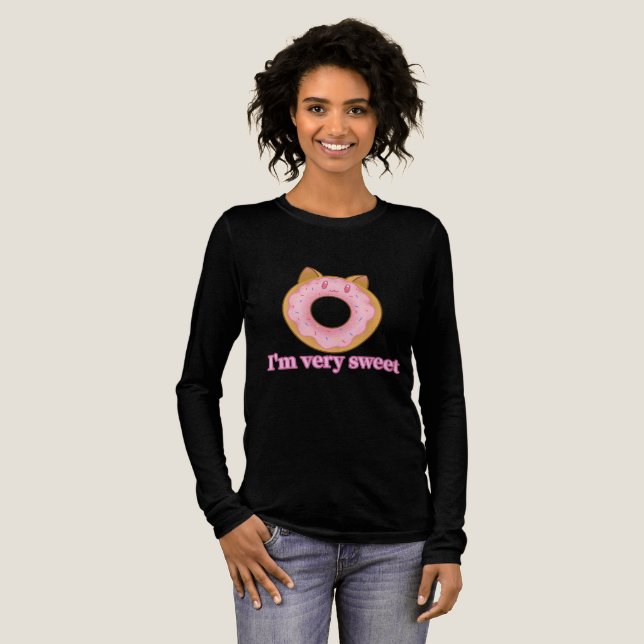 Cute Cat Doughnut Face Design Tri-Blend Shirt (Full Front)