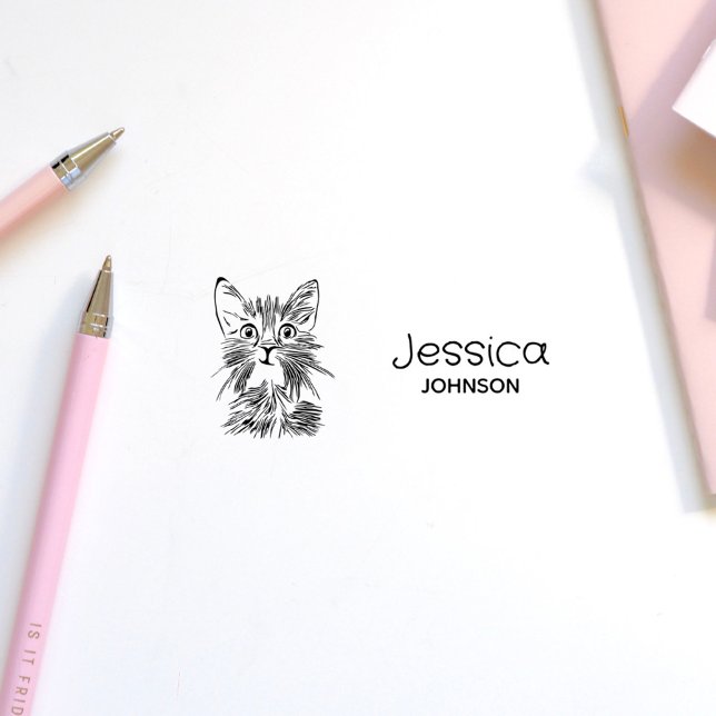 Cute Cat Drawing Custom Name Kids Signature Self-inking Stamp (Cute Cat Drawing Custom Name Kids Signature Self-inking Stamp)