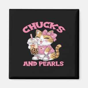 Cute Cat Drinking Bubble Tea Kitten Lover  Magnet