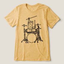 Cute Cat Drummer Playing Drum Kit