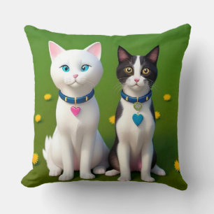 🐱 Cute Cat Duo Garden Home Style Green 🌿 Cushion