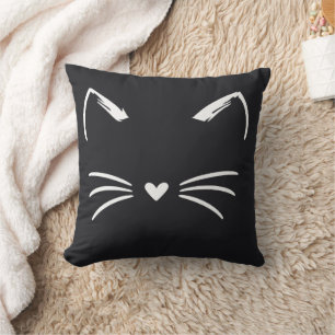 Cute Cat Ears & Whiskers Heart Nose Cushion