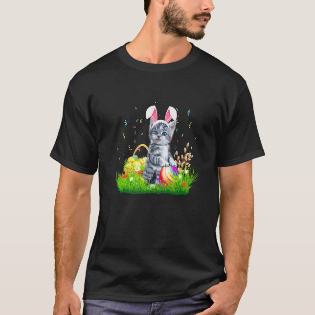 Cute Cat Easter Day Bunny Eggs Costume For Mens Wo T-Shirt (Front)