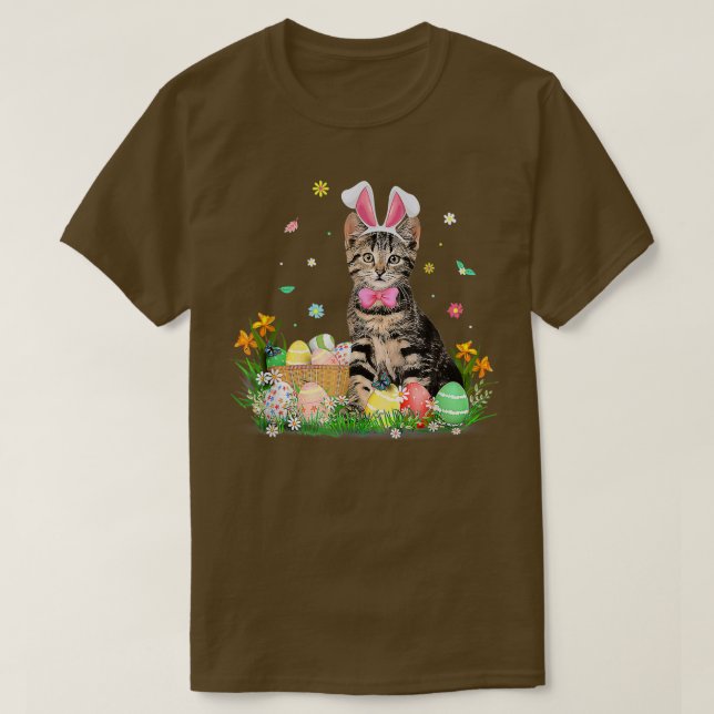 Cute Cat Easter Day Bunny Eggs Costume Gift Mens W T-Shirt (Design Front)