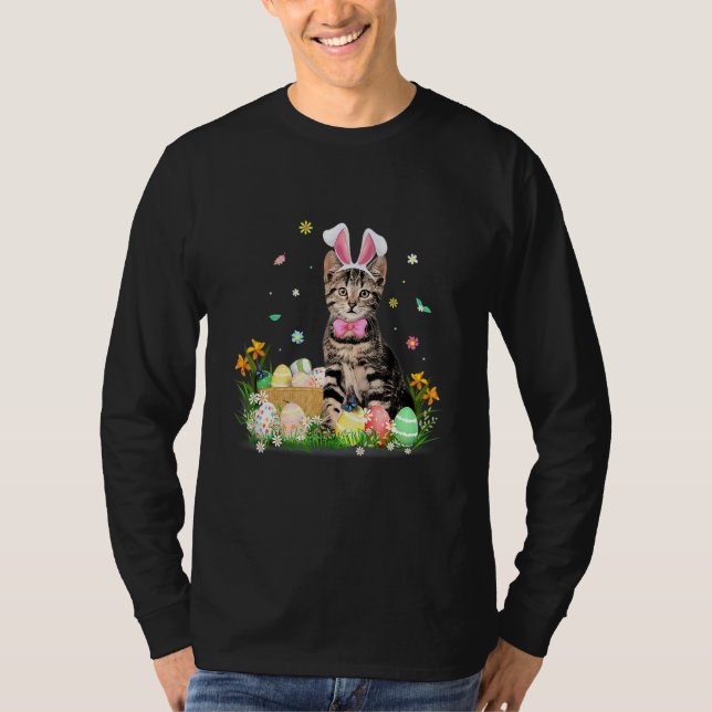 Cute Cat Easter Day Bunny Eggs Costume  Mens Women T-Shirt (Front)