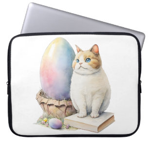 Cute Cat Easter Egg Happy Easter Day, Easter Cat Laptop Sleeve