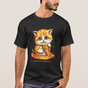 Cute Cat eating a cheesy pizza T-Shirt