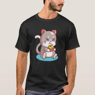 Cute Cat Eating Pizza Foodie Ee Kids Women T-Shirt
