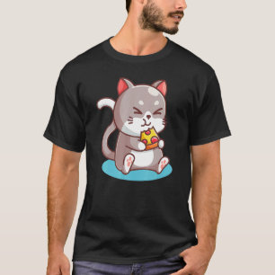 Cute Cat Eating Pizza Foodie Ee Kids Women T-Shirt
