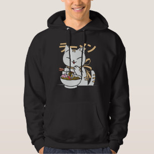 Cute Cat Eating Ramen Gift for Cat & Ramen Lover Hoodie