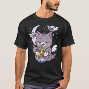 Cute Cat Eating Ramen Pastel Nu Goth Gothic Otaku T-Shirt
