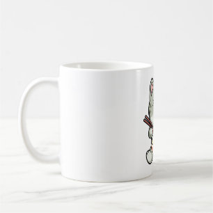 Cute cat eating soba noodles cartoon icon illustra coffee mug