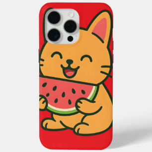 Cute Cat Eating Watermelon – Kawaii iPhone 15 Pro  iPhone 15 Pro Max Case