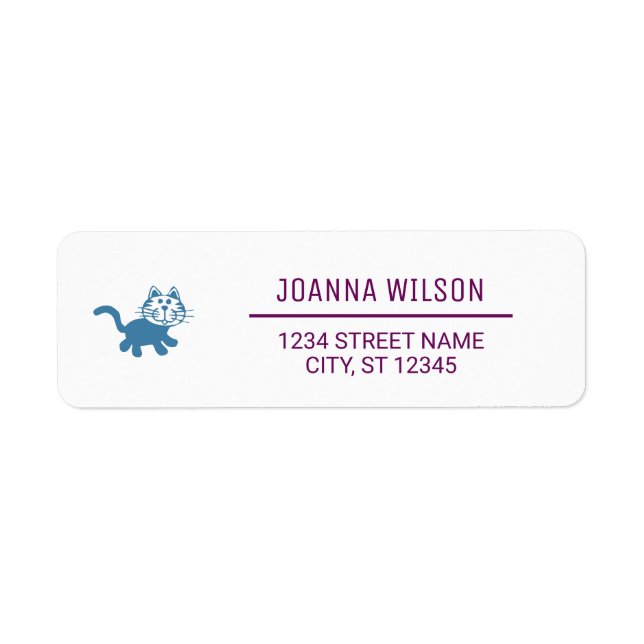 Cute Cat Elegant Minimalist Modern Return Address (Front)
